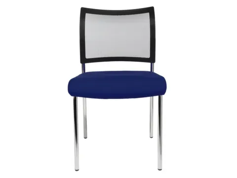Bezoekersstoel Zitting Donkerblauw Stof Rug Netbekleding Zwart