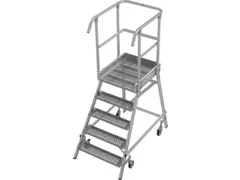 bordestrap,verrijdbaar,bordes H 1,2m,5treden m. R13-laag,aluminium