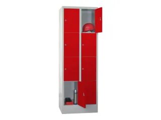 lockerkast,HxBxD 1850x600x500mm,2x4vakken,RAL7035,front RAL3000 - 3