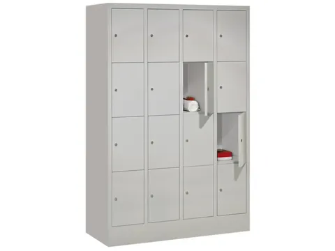 lockerkast,RAL 7035,HxBxD 1850x1200x500mm,4x4vakken,vak B 300mm