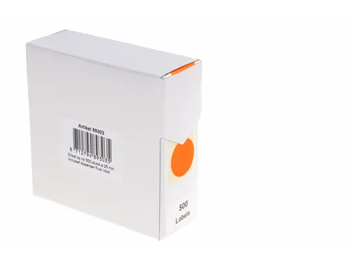 Etiketten Op Rol 25mm Fluor Rood Met Dispenser 500 Stuks