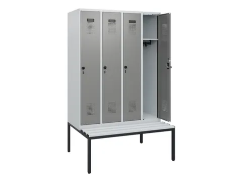 locker met bank,HxBxD 1950x1200x815mm,4vak,vak B 300mm,draaigrendel