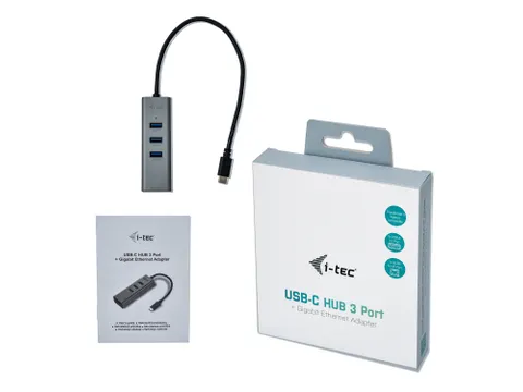 i-tec USB-C Metal HUB 3-poorts + Gigabit ethernet adapter