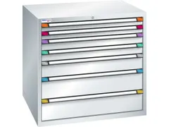 ladekast 1000x1005x695mm 7laden RAL7035 front RAL7035