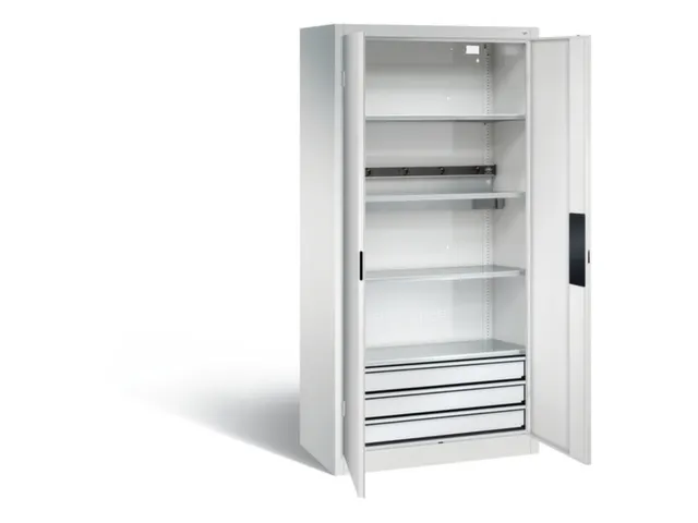 acculaadkast 1950x930x500mm 5stekkerdozen 230V cil.-slot front RAL7035