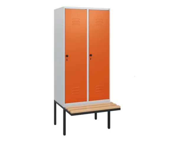 locker met bank,HxBxD 1950x800x815mm,2vak,vak B 400mm,draaigrendel