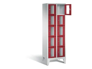 Lockerkast 1850x610x500mm 2x5 vakken Cilinderslot Poten, RAL3003 - 1