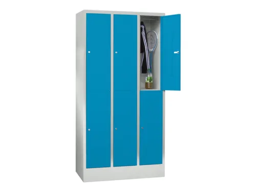 lockerkast,HxBxD 1850x900x500mm,3x2vakken,RAL7035,front RAL5012