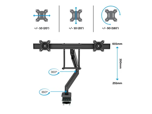 Monitorarm Fellowes Eppa voor 2 Schermen Crossbar Zilver