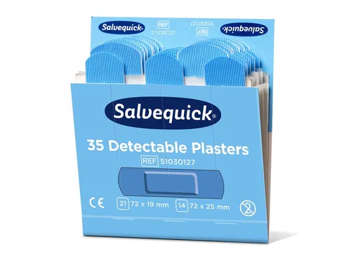 Pleisters Salvequick blauw detectabel refill 35 Stuks