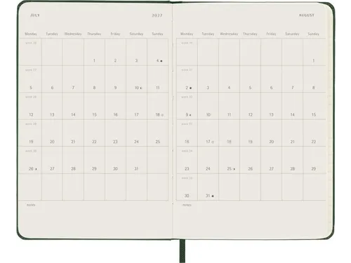 Agenda 2027 Moleskine 12M Weekly 7dag/1pagina pocket hc myrtle green