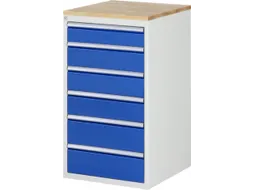 ladekast 1035x580x650mm 6laden cilinderslot RAL7035 RAL5010 beuken