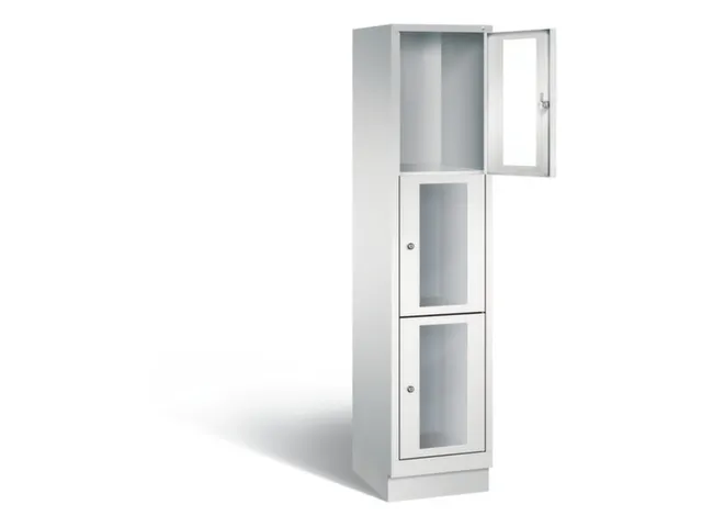 Lockerkast 1800x420x500mm 1x3 vakken Cilinderslot, Sokkel, RAL7035