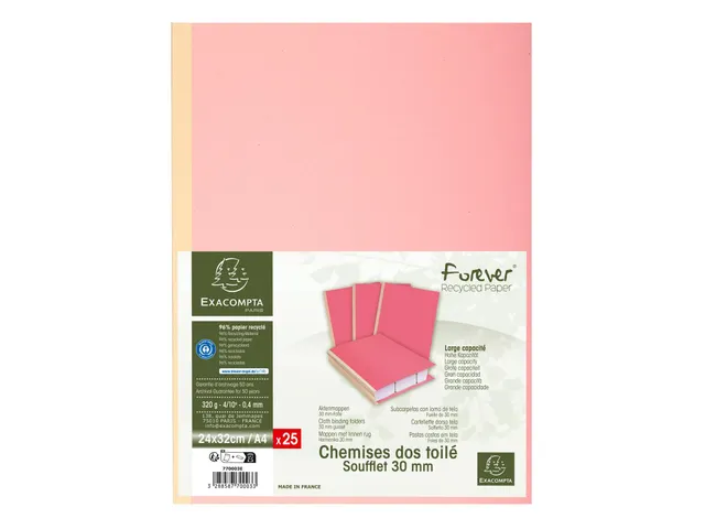 25 mappen met linnen rug FOREVER 320g/m2 -24x32cm-Roze