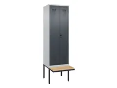 PBM-locker met bank,HxBxD 2120x600x815mm,2vak,vak B 300mm,draaigrendel