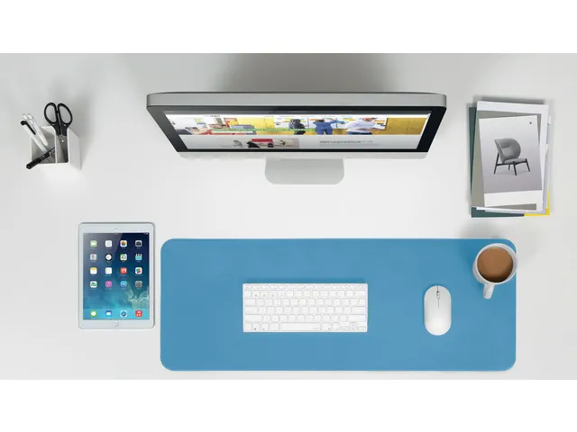 Sous-main Sigel enroulable 800x300x2mm bleu-vert simili cuir