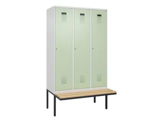 locker met bank,voor scheiding van kleding,HxBxD 2120x1200x815mm,3vak - 2