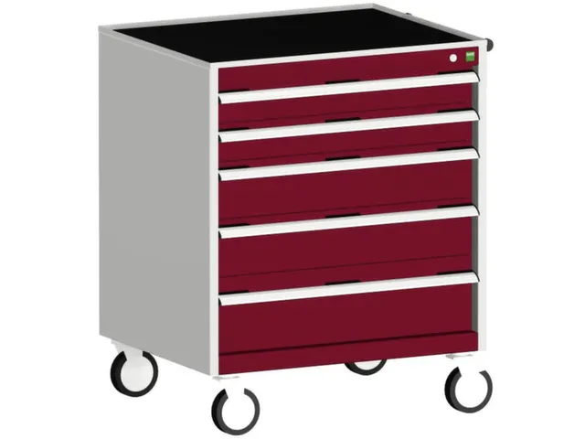 ladekast verrijdbaar 980x800x650mm 5laden RAL7035 front RAL3004