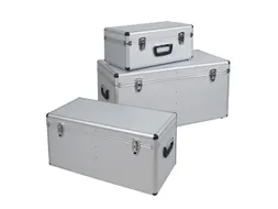 Set aluminium transportboxen,25/65/100l,zilverkleurig