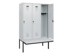 locker met bank,HxBxD 1950x1200x815mm,3vak,vak B 400mm,draaigrendel