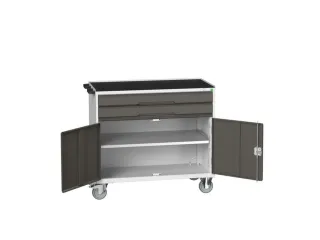 gereedschapswagen 965x1050x600mm antislip 2 laden+kast RAL7035+RAL7016 - 1