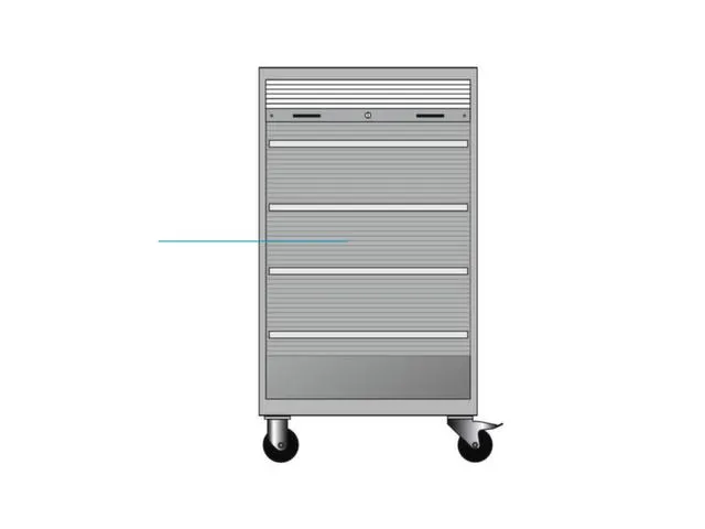 Mobiele roldeurkast 1813x1005x691mm 4xStalen bodem cil.-slot Duifblauw