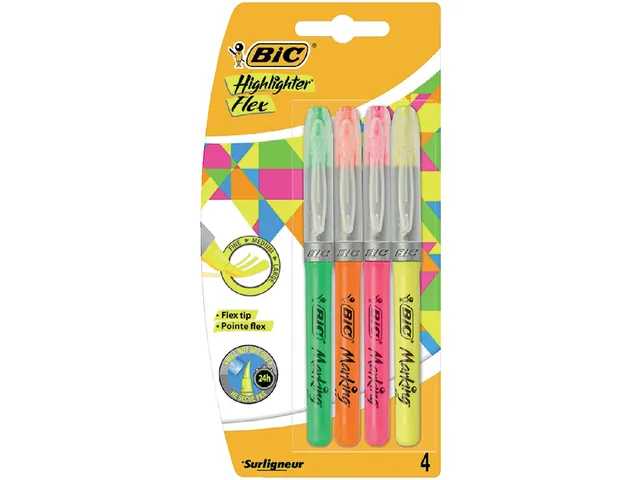Markeerstift Bic flex assorti blister à 4 stuks