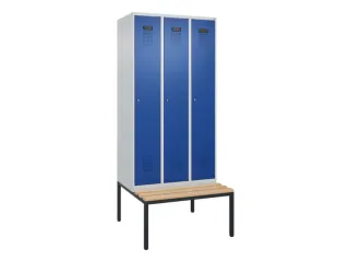 locker met bank,HxBxD 2120x900x815mm,3vak,vak B 300mm,cilinderslot - 2