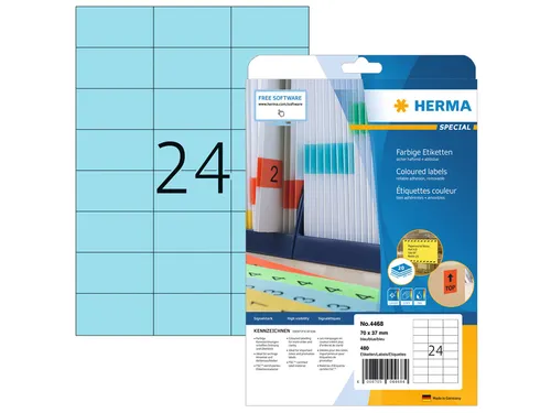 HERMA 4468 Verwijderbare etiketten A4 70x37mm Blauw 480 stuks