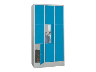 lockerkast,HxBxD 1850x900x500mm,3x3vakken,RAL7035,front RAL5012 - 2