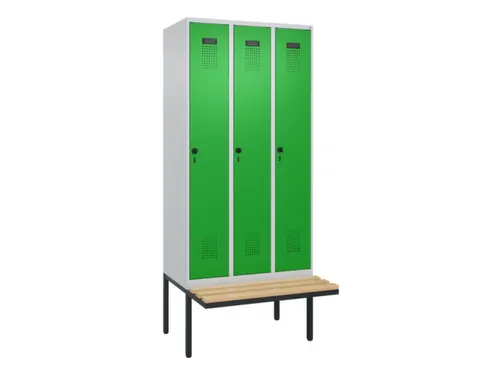 locker met bank,voor scheiding van kleding,HxBxD 2120x900x815mm,3vak