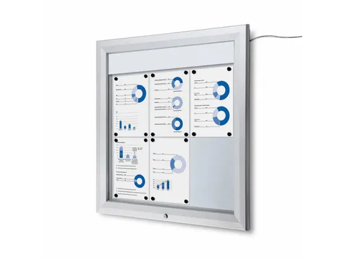 Outdoor mededelingenbord 6x A4 met logopaneel LED verlicht