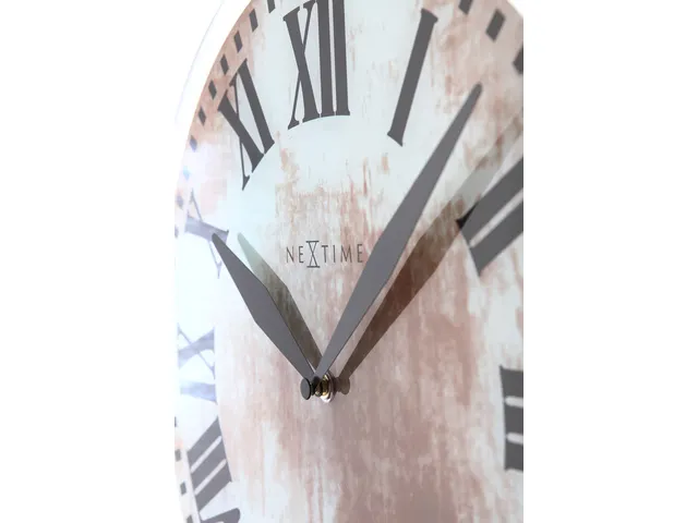 Wandklok Nextime Dia. 43cmx4.2cm Glas Wit 'romana' Romeinse cijfers
