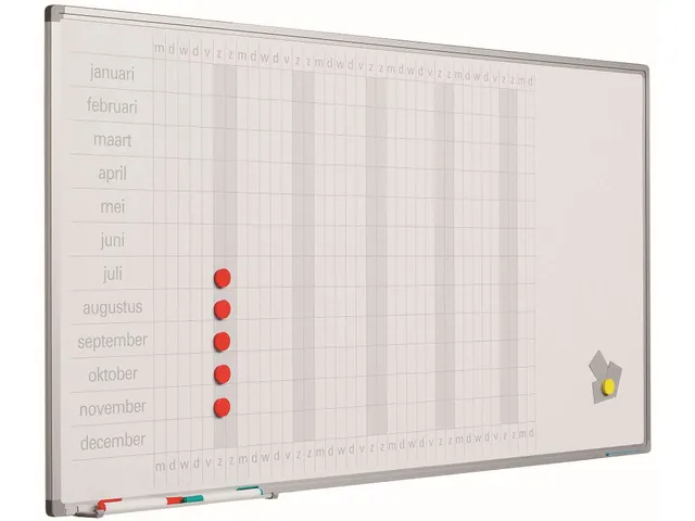 Magnetisch Planbord 60x120cm Softline profiel 8mm Jaar NL