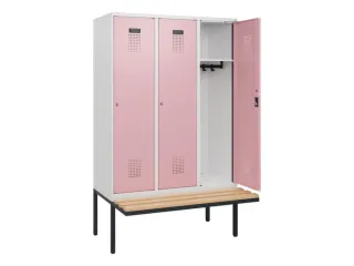 locker met bank,HxBxD 1950x1200x815mm,3vak,vak B 400mm,cilinderslot - 1