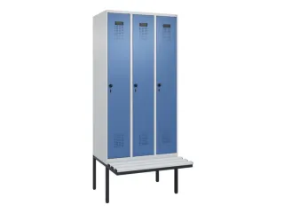 locker met bank,HxBxD 2120x900x815mm,3vak,vak B 300mm,draaigrendel - 2