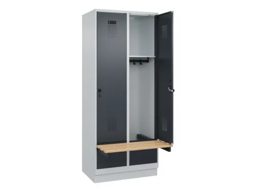 locker met bank,HxBxD 1950x800x815mm,2vak,vak B 400mm,draaigrendel