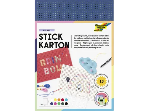 Borduurkaarten Folia 17.5 x 24.5cm 300gr 10 vel assorti