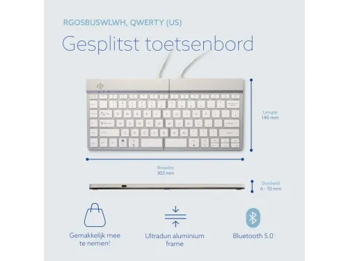 Toetsenbord R-Go Split Break QWERTY WL Wit