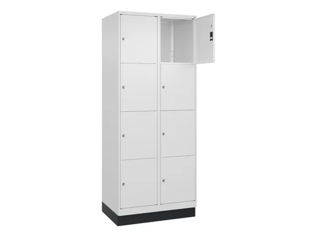 lockerkast,HxBxD 1950x800x500mm,2x4vakken,vak B 400mm,cil.-slot,sokkel