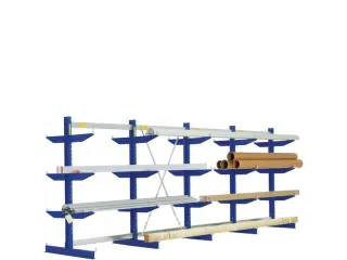 Draagarmstelling 1980x4305x900mm 2x5etages 1100kg/etage Ral5010 - 1