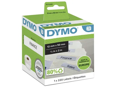 Etiket Dymo 99017 Labelprint Hangmapruiter 12x50mm S0722460