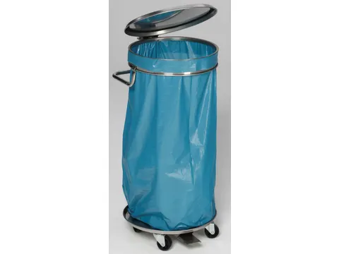 Mobiele Afvalverzamelaar 900x410x600mm Rvs Voetpedaal 120 Liter