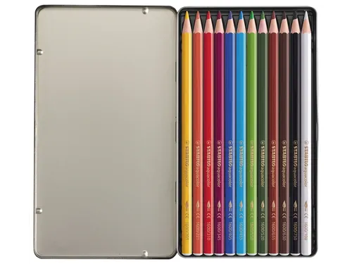 Kleurpotloden Stabilo Aquacolor 12Stuks Metalen Etui Assorti