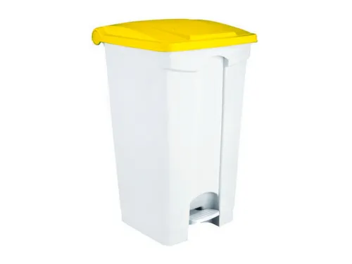 Contitop,afvalbak met pedaal 90L wit/geel