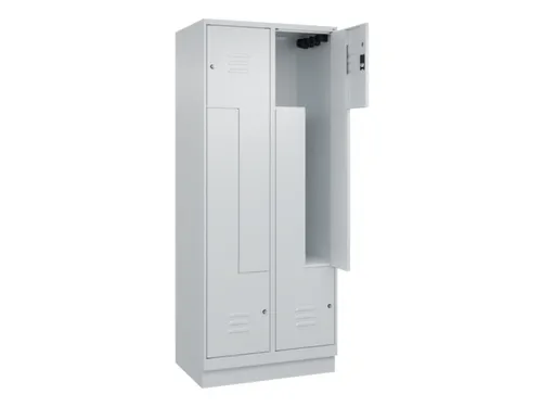 Z-garderobekast,HxBxD 1950x800x500mm,vak B 200/400mm,cil.-slot,sokkel