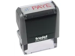 tekststempel Printy Line tekst: PAYE rood blauw