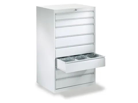 armoire à tiroirs HxlxP 800x500x600mm RAL7035 face avant RAL6011