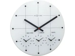 Wereldtijden klok - Stille wandklok - 43cm - Wit - Glazen klok - NeXti