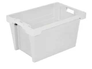 Euronorm Draaistapelbak 350x600x400mm Wit 60l Wand/bodem Gesloten - 1